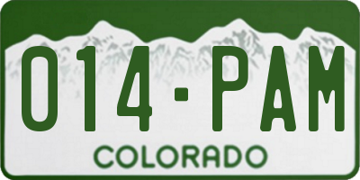 CO license plate 014PAM