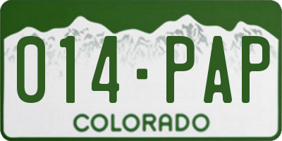 CO license plate 014PAP