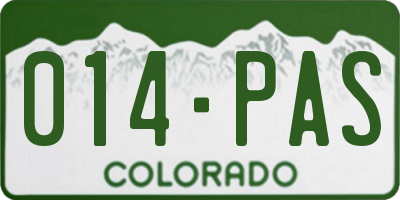 CO license plate 014PAS
