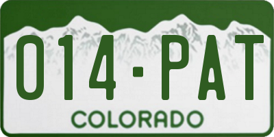 CO license plate 014PAT
