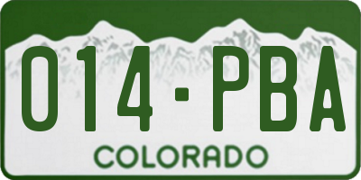 CO license plate 014PBA