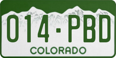 CO license plate 014PBD