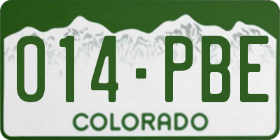 CO license plate 014PBE