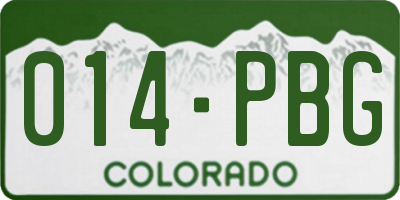 CO license plate 014PBG