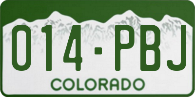CO license plate 014PBJ