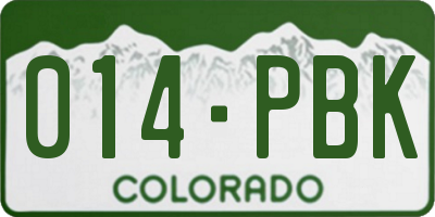 CO license plate 014PBK