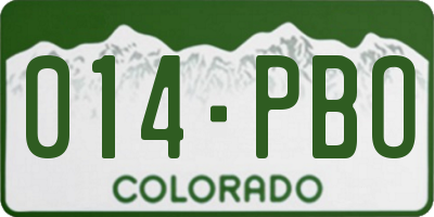 CO license plate 014PBO