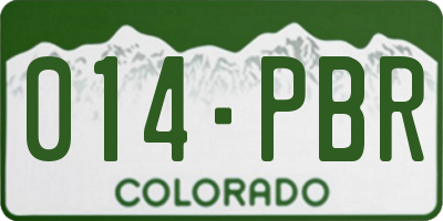 CO license plate 014PBR