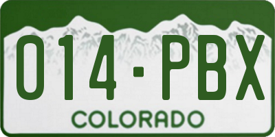 CO license plate 014PBX