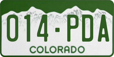 CO license plate 014PDA