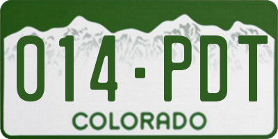 CO license plate 014PDT