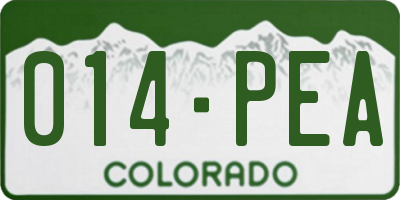 CO license plate 014PEA