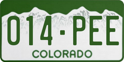 CO license plate 014PEE