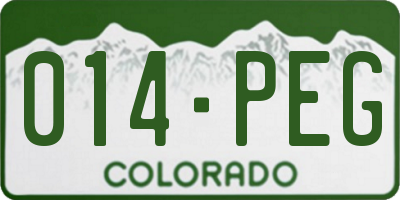 CO license plate 014PEG