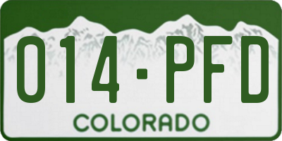 CO license plate 014PFD
