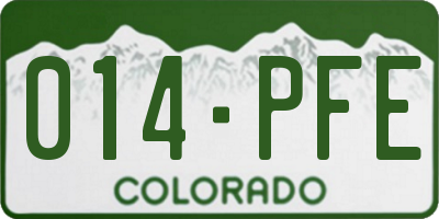 CO license plate 014PFE