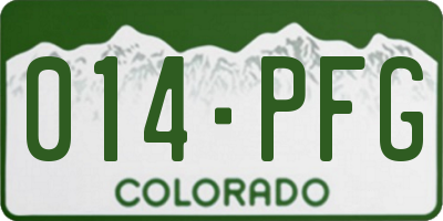 CO license plate 014PFG