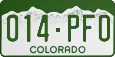 CO license plate 014PFO