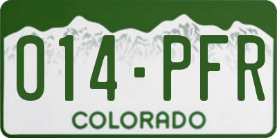CO license plate 014PFR