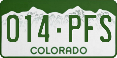 CO license plate 014PFS