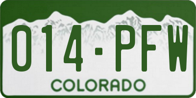 CO license plate 014PFW