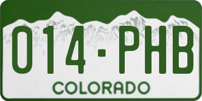 CO license plate 014PHB
