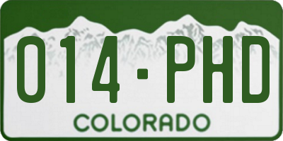 CO license plate 014PHD