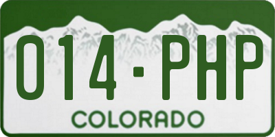 CO license plate 014PHP