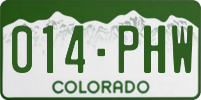 CO license plate 014PHW