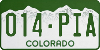 CO license plate 014PIA