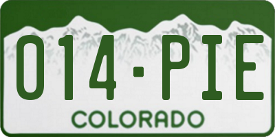 CO license plate 014PIE