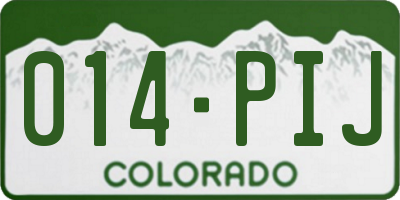 CO license plate 014PIJ