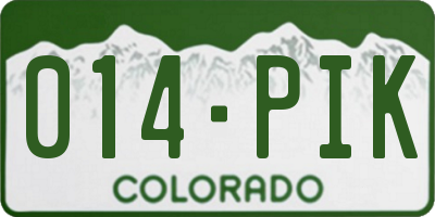 CO license plate 014PIK
