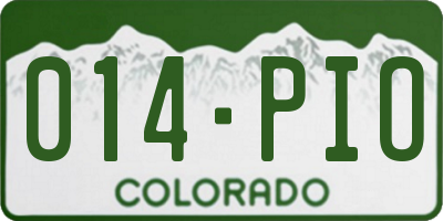 CO license plate 014PIO