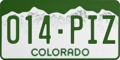 CO license plate 014PIZ