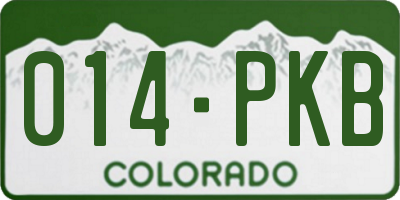 CO license plate 014PKB