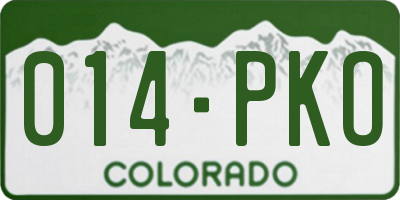 CO license plate 014PKO