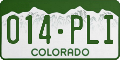 CO license plate 014PLI