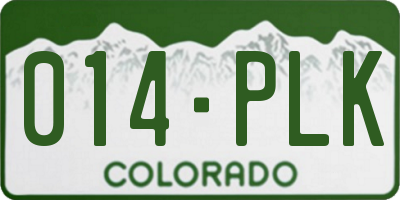 CO license plate 014PLK