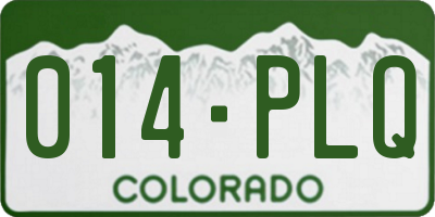 CO license plate 014PLQ