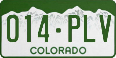CO license plate 014PLV