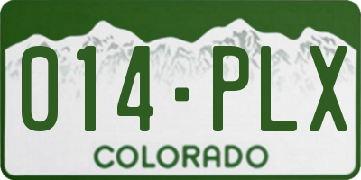 CO license plate 014PLX