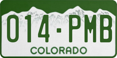 CO license plate 014PMB