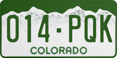 CO license plate 014PQK