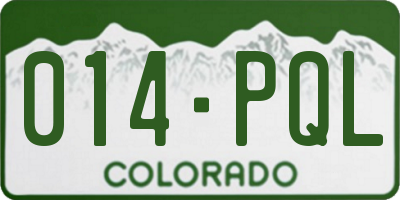 CO license plate 014PQL