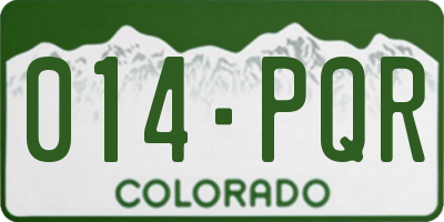 CO license plate 014PQR