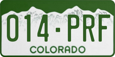 CO license plate 014PRF