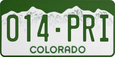 CO license plate 014PRI