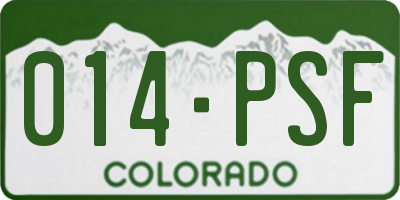 CO license plate 014PSF