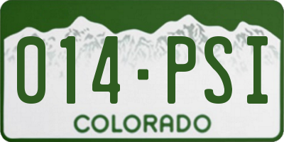 CO license plate 014PSI